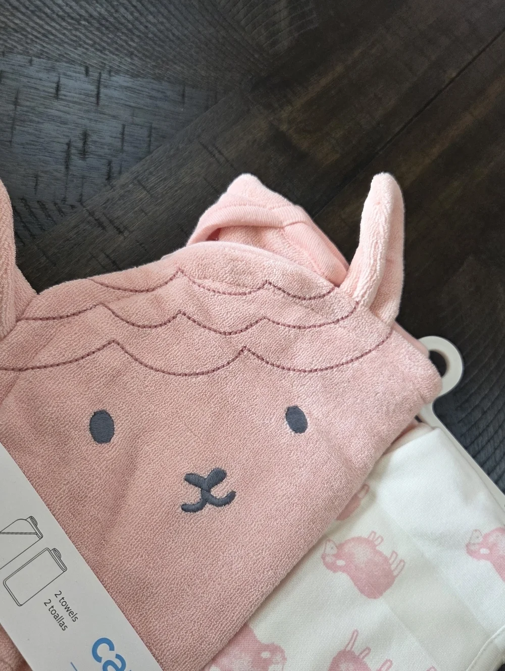 Carter's Just One You Pink Lamb Baby Hooded & Bath Towel Set New